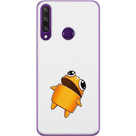 Kompatibel Mobilcover til Huawei Huawei Y6p Orange tegnet figur med store øjne og dynamisk pose i legende stil