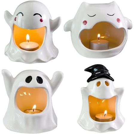 Halloween Spøkelses Lysestake, Søt Spøkelses Tealightkopp, Borddekorasjon, 4 stk 4 pcs