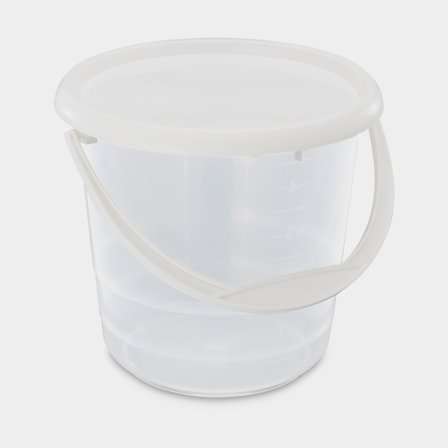 Secchio con coperchio Nordiska Plast, trasparente/bianco, 5 litri