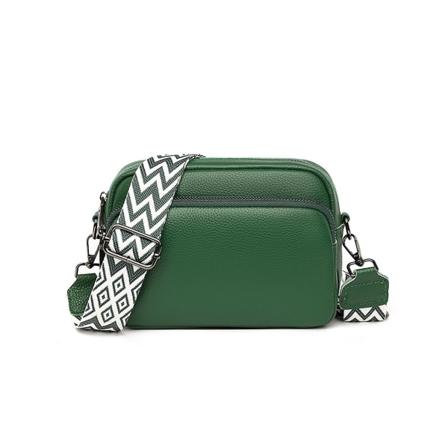 crossbody taske Dame læder lille skuldertaske med lynlås - Perfet green