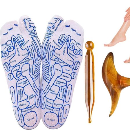 Refleksologi-sokker med verktøy for menn og kvinner for smertelindring Fotmassasje akupunkturpunkter Lindre smerte og forbedre blodsirkulasjonen (Menn