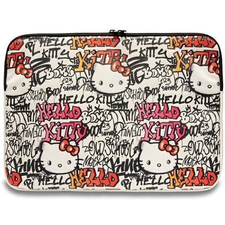 Hello Kitty PU-etui med metallogo for en 14" bærbar PC - beige