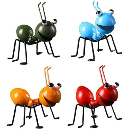 Taidemetallinen Muurahainen Veistos Koriste Puutarhaan Pihalle Värikäs