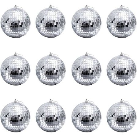12 st 1,2 tum silver spegel discokulor julgranskula hängande boll för hemfest
