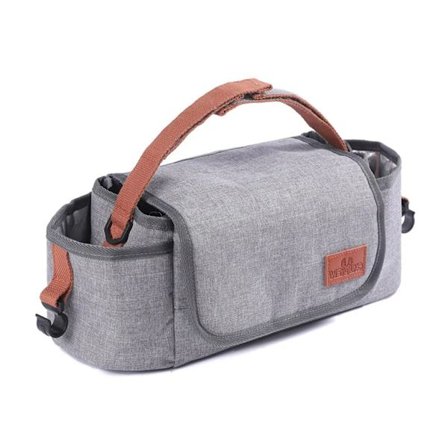 Barnvagnsorganisatör med isolerad mugghållare och remmar - Grå