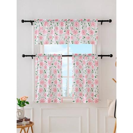140 * 46 cm (1 st) 68 * 60 cm 60 * 91 cm (2 st) Små blommiga köksgardiner lämpliga för kök rosa 68 x 91 cm