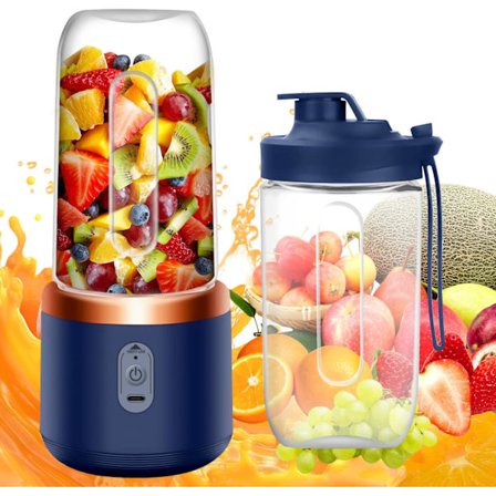 Elektrisk bærbar blender 400 ml, smoothieblender, mini bærbar blender, børster og 6 blader, bærbar blender