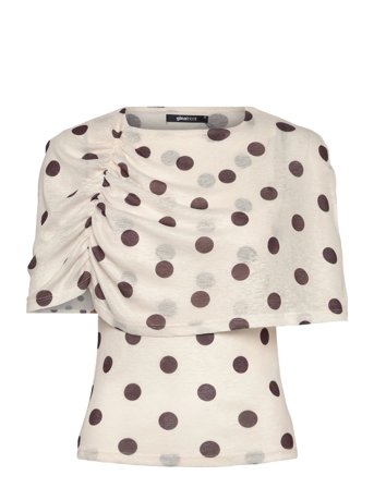 Gina Tricot Cape Ruched Top - Cream - XS