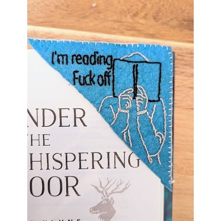 Filtet Broderet Hjørnebogmærke, Hjørnebogmærke Jeg Læser Fuck Off, Bogelskergaver, Håndsyet Filtet Hjørnebogmærke