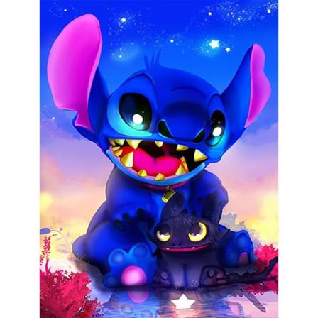 Stitch Diamond Painting Kit för vuxna, 5D Cartoon Stitch och Dr