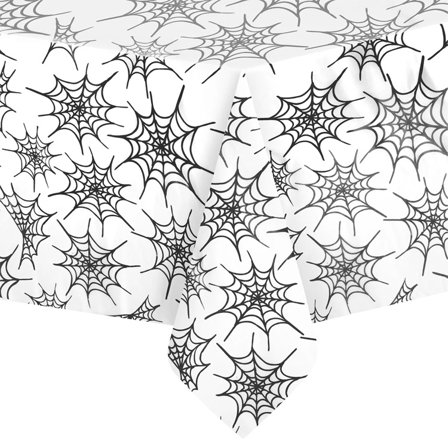 Halloween Bordsduk Spindelnät Vit 137x274cm - Halloween Dekoration - Kalaslagret.se
