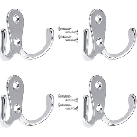 4 stk Dobbelt-Tand Robe Kroge, Dobbelt Frakke Kroge Væghængt Hængende Tøj