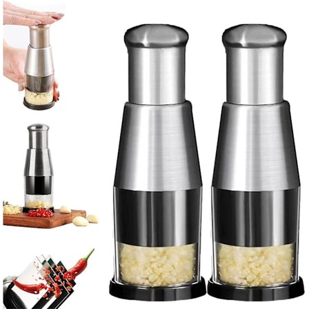 2 st Pressad Vitlökshackare Rostfritt Stål - Multifunktionell Manuell Lök Vitlökshackare Hackare Cr