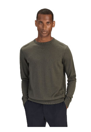 John Henric Merino Crew Neck Sweater (noa) Tröjor Herr Grön M