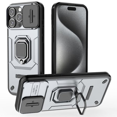 iPhone 16 Pro Max Skal med ring - Grå