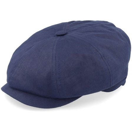 Stetson - Bleu flatcap Casquette - Hatteras Cotton Navy Flat Cap @ Hatstore