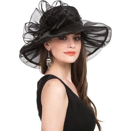 Dames sommer solhatt strandkirkehatt Ascot Race Derby hatt cocktail bryllup svart sløyfe1 pakke