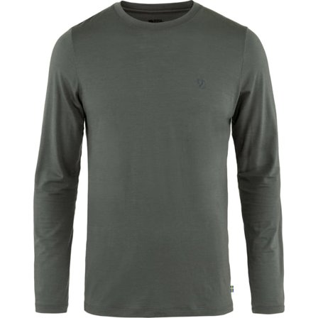 Fjällräven Men's Abisko Wool Long Sleeves T-Shirt in Basalt, Wolle | Size: Large