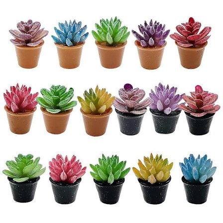 16 stk. Miniatyr potteplante Mini sukkulenter Modell Minihus Bonsai Dekor