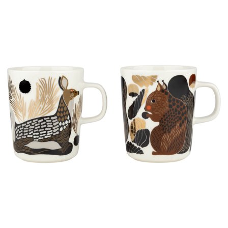 Marimekko Oiva Kurre/Peura mugg 2-pack, vit/brun/grön | Dukning & Servering > Muggar & Koppar > Kopp | Bagaren och Kocken