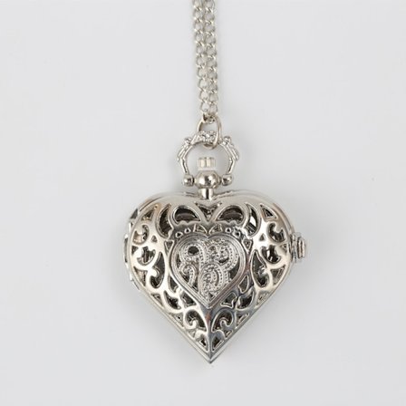 1 Kvinners Lommeur Hjerte Medaljong Stil Henger Halskjede Kjede