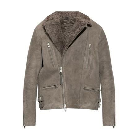 AllSaints, Leather Jackets Grijs, Heren, Maat:S