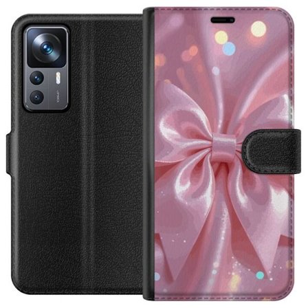 Yhteensopiva Lompakkokotelo Xiaomi Xiaomi 12T Pro Vaaleanpunainen satiininauha - Elegantti hohtava nauha valotehosteilla