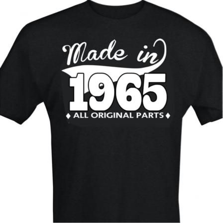 Sort T-shirt med design - Fremstillet i 1965 - Alle originale dele S