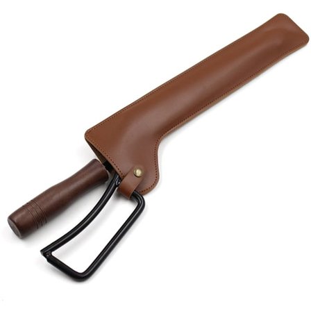 Robust 40 cm träpincett - eldstadstillbehör - brandskydd - lång träpincett - träpincett för lägereld och spis (endast läderfodral) (mörkbrun)