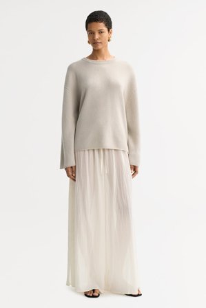 Soft Goat - Relaxed fit crewneck - Kaschmirpullover für Damen - L - Chalk