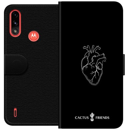 Kompatibelt Lommeboketui til Motorola Motorola Moto E7 Power Kaktus og Venner - Midnatt Anatomisk Hjerte
