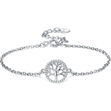 Kvinners Livets Tre Armbånd 925 Sterling Sølv med Gaveeske f