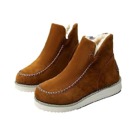 Dam Varmfodrade Vinterkängor med Tjock Sula, Casual Termiska Slip On Stövlar-lingling}