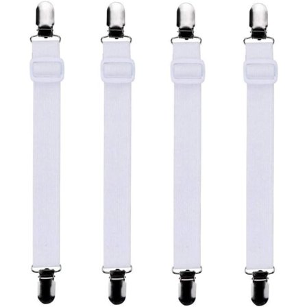 4st (60cm till 200cm) Lakansträckare Justerbar Lakan, Spännare, Lämplig för alla sängar och madrasser, Vit