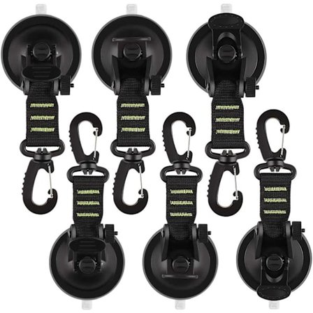 6 stk. Sugeskopper med Sikkerhetskrok for Festestropp, Camping-Tarp Tilbehør for Bruk på Bilfortelt