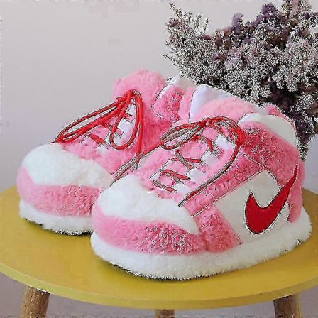 Sneakers-lignende Plys Sutsko Kreativ Indpakning Fuzzy Varme Vinter Indendørs Hjemmesko Bomuldssko