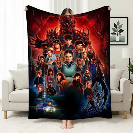 Stranger Things 5 Fleecefodrad Varm Filt, Stranger Things-tema Filt för Tupplurar, Flanellfilt, Specialtillverkad