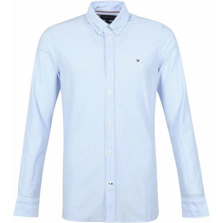 Tommy Hilfiger, Tommy Hilfiger Overhemd Strepen Carbon Navy Blauw, Heren, Maat:M,polyester