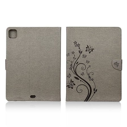 iPad Pro 11 inch (2020) fjäril avtryck läder flip fodral - grå