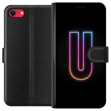Kompatibelt Lommeboketui til Apple Apple iPhone 7 Minimalistisk neonbokstav U i fargerik lys effekt mot svart bakgrunn