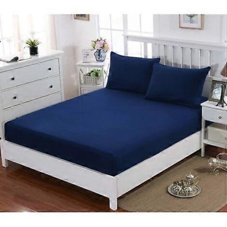 Muotoonommeltu lakana 160x200cm, reunus 30cm, laivastonsininen, mikrokuitu