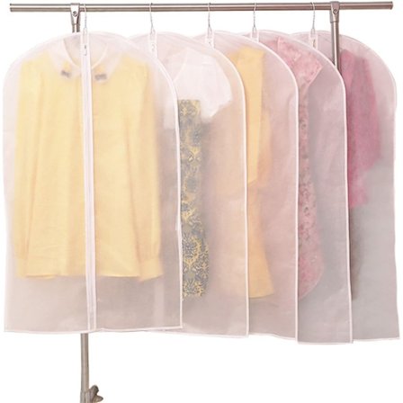 Hengende Klespose Lett Klar Full Glidelås Dress Møllsikker Pustende Støvtett Pakke med 5 (60 x 80CM)