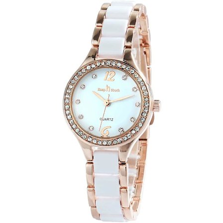 Kvinner Dame Keramiske Klokker Mote Luksus Kvarts 3ATM Vannbestandig Rustfritt Stål Armbåndsur