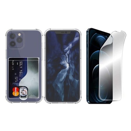 iPhone 13 Pro - 1 Set Skal med Korthållare & Hydrogel Skärmskydd