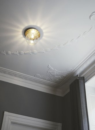 Liila 1 large tak/vegglampe - nordic gold/optisk glass