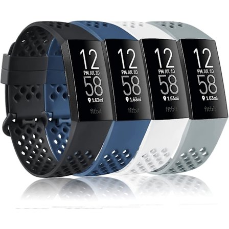 4 Pack Sport ranneke yhteensopivia Fitbit Chargen kanssa 4 nauhaa ja Fitbit Charge 3 nauhaa silikonikorvausranneke