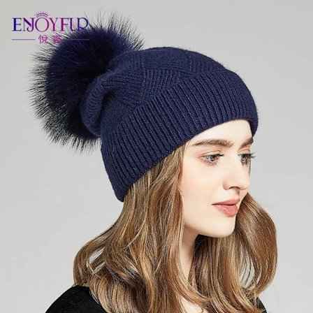 Enjoywinter Luer for Kvinner Pompom Lue Varm Slapp Beanies for Kvinnelig Mote Skullies Dame Luer