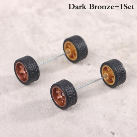 1Set 1:64 Bilhjul för Hotwheel gummidäck med hjulaxel Mo Dark Bronze onesize