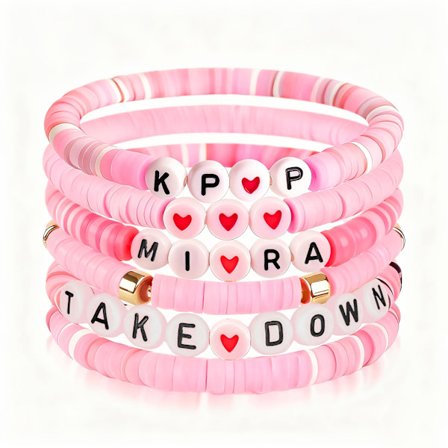 6 stk. koreansk pop (K-pop) armbåndssæt, kompatibelt med & - Flerfarvet Kpop-gruppe bogstaver smykker, ikke-belagte holdbare fan-tilbehør til 