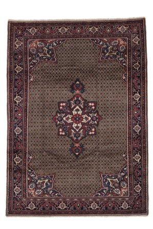 Hamadan Teppich Handgeknüpft 200X282 Schwarz/Braun Persien